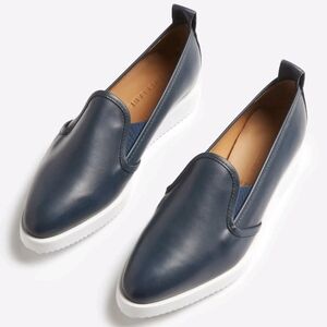 Everlane The Leather Street Shoes Navy Blue Slip On Loafers Italy Women's Sz 9.5